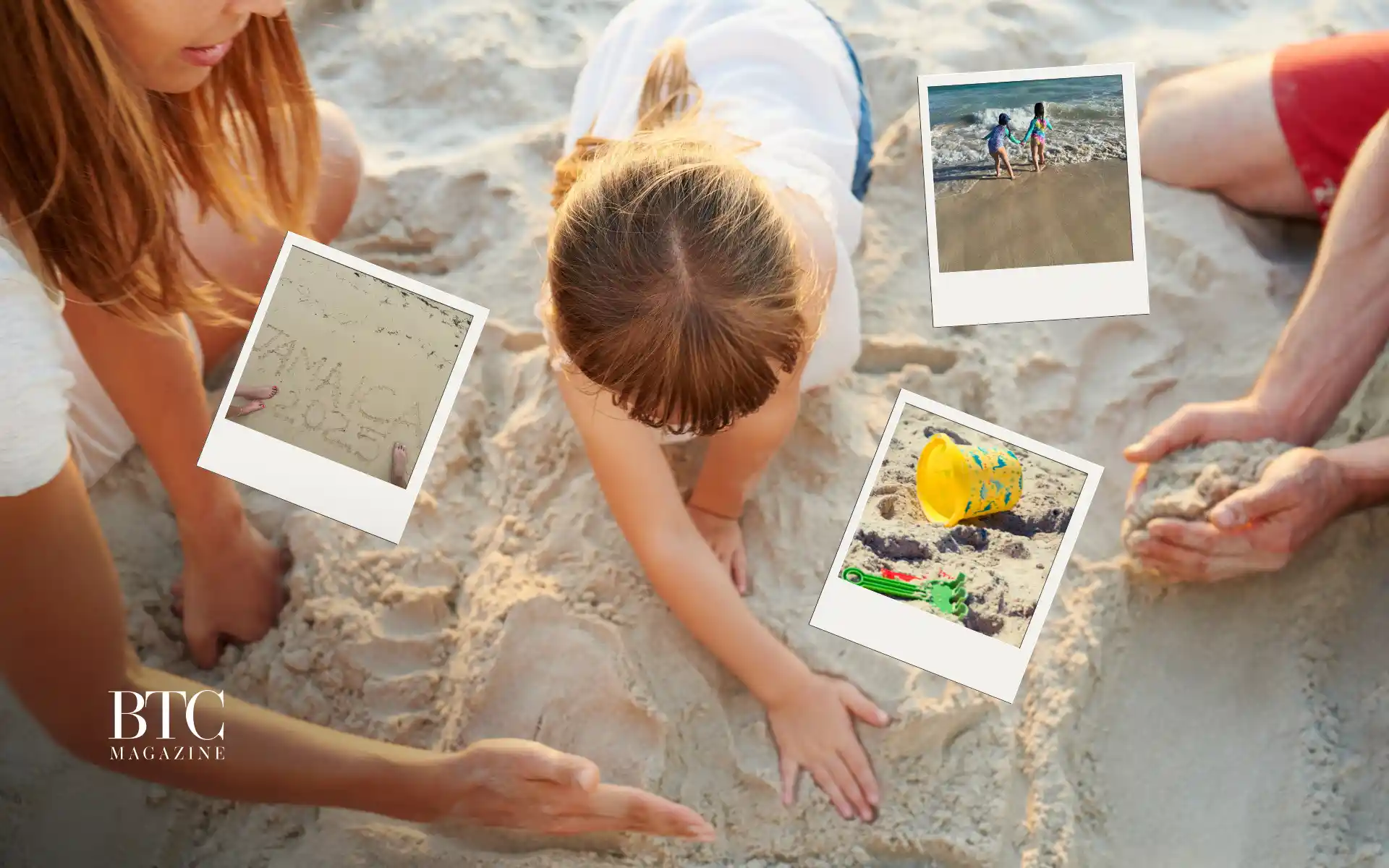Mother and daughters laughing in ocean waves