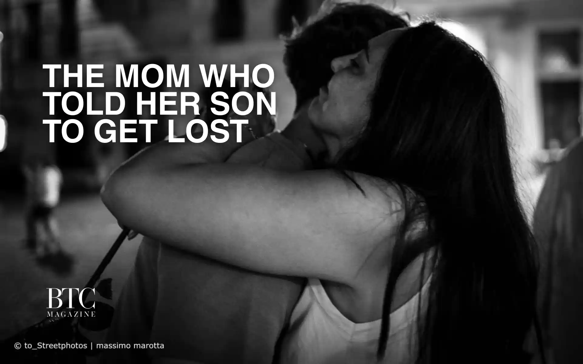 Teenage boy backpack mom watching proudly