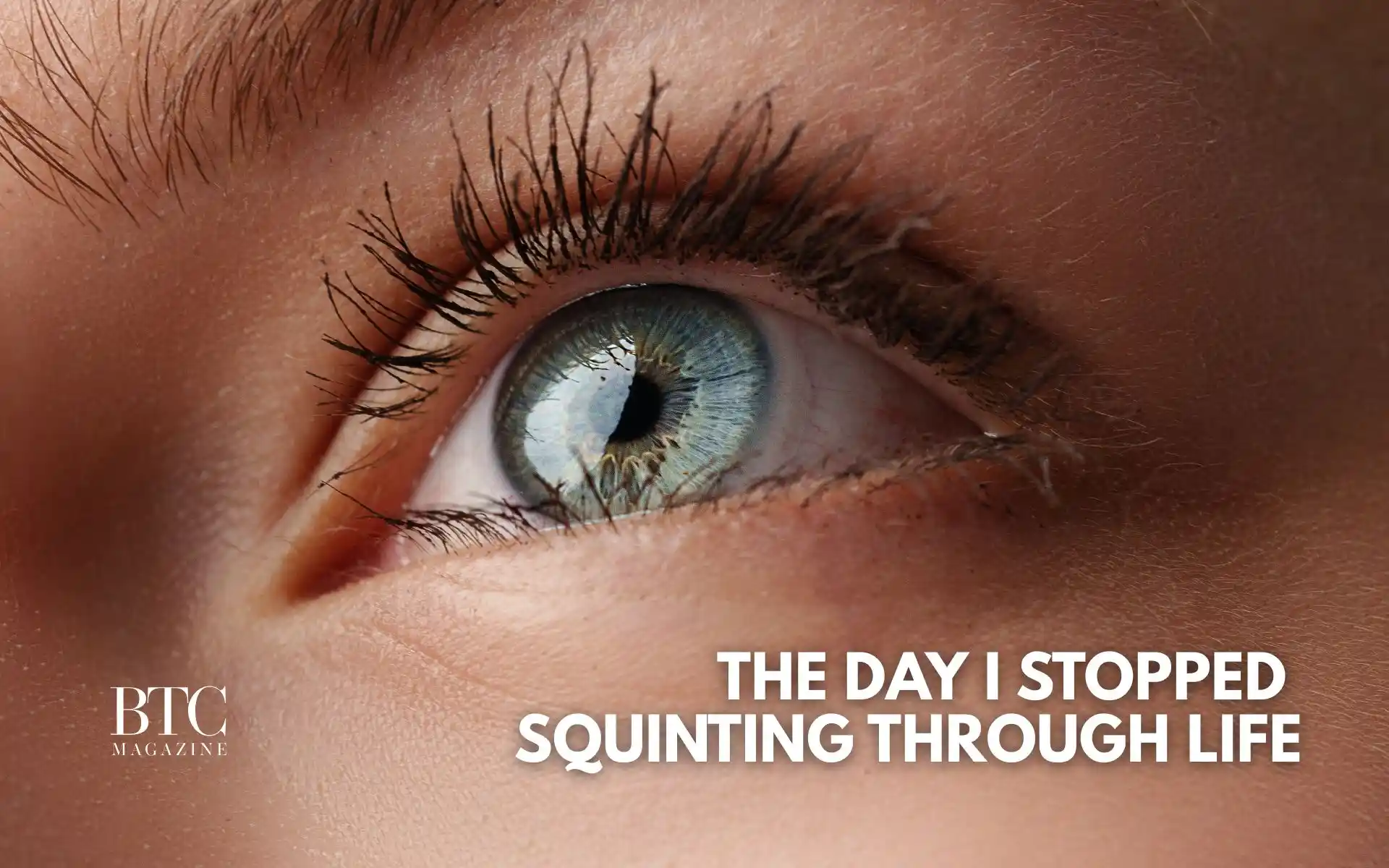 Woman smiling after laser eye surgery morning