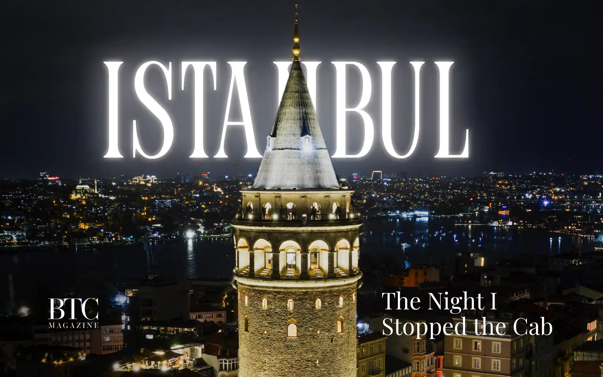 Istanbul night skyline mosque minarets Bosphorus