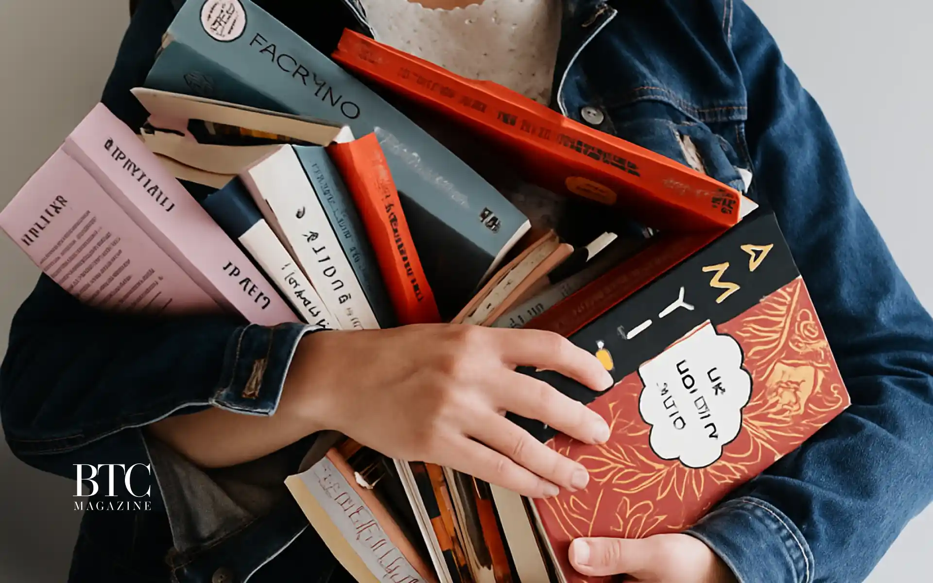 Colorful stack of children’s books fanned
